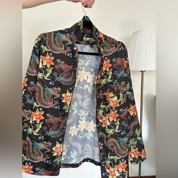 3/50$ Shirt / blouse in ethnic style M / L New green button down shirt - Picture 13 of 15